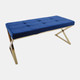 13478-01#Blue/gold Velveteen Bench, X Legs, Kd