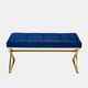 13478-01#Blue/gold Velveteen Bench, X Legs, Kd