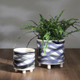 13870-22#S/2 Footed Planters 9/6", Abstract Blue