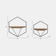 13882#S/2 Metal / Wood Hexagon Wall Shelves, Brown