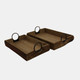 14041-01#S/2 Wood Trays 19x13x5", Brown