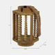 14096-01#Wood 11" Lantern With Rope Handle, Brown