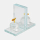 14462-05#S/2 Crystal Apple Bookends, Clear