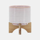 14485-15#Ceramic 6" Planter On Stand, Cream Stripe