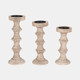 14498-03#Wooden 11" Antique Style Candle Holder