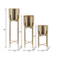 14630#S/3 Metal Planters On Stand 40/30/20"h, Gold