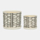 14807-02#S/2 Ceramic 6/8" Planter W/ Saucer, Beige