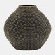 14815-01#Ceramic 16" Beaded Vase, Black/gold