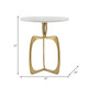 14844-01#Metal 22" Accent Table W/ White Marble, Gold  Kd