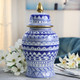 VC10467-01#14" White/blue Temple Jar