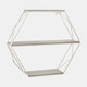 13884-07#Metal/wood 3 Tier Hexagon Wall Shelf, Gray/white