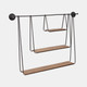 14911#Metal/wood 29" 3-tier Hanging Wall Shelf, Brown