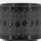 15036-03#Ceramic 5" Aztec Planter On Wooden Stand, Black
