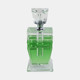 13295-04#Green Crystal Perfume Bottle 4.75"