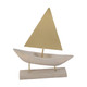 13510-02#Wood/gold Sailboat On Stand