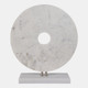 15286-01#18x16" Marble Disc On Stand, White
