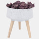 15018-02#S/2 11/15" Terrazzo Planter W/ Wood Legs,  Gray