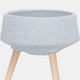 15018-02#S/2 11/15" Terrazzo Planter W/ Wood Legs,  Gray