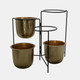 15164-01#Metal 20" S/3 Hammered Planters W/ Stand, Gold