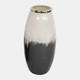 15202#Glass 18" Vase W/ Metal Rim, White/gray