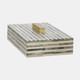 15299#Bone 9" Rectangular Box, Light Gray/gold