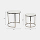 15437-01#S/2 Metal/marble Glass Round Side Table, Silver