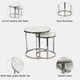 15437-01#S/2 Metal/marble Glass Round Side Table, Silver