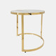 15437-02#S/2 Metal/marble Glass Round Side Table, Gold