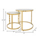 15437-02#S/2 Metal/marble Glass Round Side Table, Gold