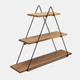 15448#Metal/wood 20" Triangle Wall Shelf, Brown