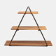 15448#Metal/wood 20" Triangle Wall Shelf, Brown