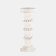 14498-05#Wood, 13" Antique Style Candle Holder, White