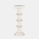 14498-05#Wood, 13" Antique Style Candle Holder, White
