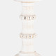 14498-06#Wood, 11" Antique Style Candle Holder, White