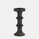 14498-09#Wood, 11" Antique Style Candle Holder, Black