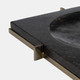 15482-02#Marble 12x12 Tray With Metal Base, Black
