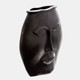 15560-01#14" Metal Decorative Face Vase, Black