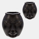 15560-01#14" Metal Decorative Face Vase, Black