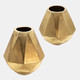 15568-01#10" Geometric Deco Vase, Gold
