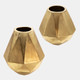 15568-02#8" Geometric Deco Vase, Gold