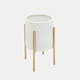 12629-12#S/2 Aztec Planter On Metal Stand, White/gold