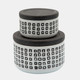 15428-05#Ceramic 5"  Covered Dotted Jar, Black