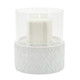 15779-03#White Ceramic /glass 6" Pillar Holder, Diamond