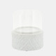 15779-04#White Ceramic /glass 5" Pillar Holder, Diamond