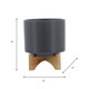 15798-02#8" Planter W/ Wood Stand, Matte Gray