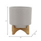 15818-03#10" Planter W/ Wood Stand, Matte Beige