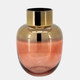 15835-01#Glass 10"h Metallic Vase, Pink/gold