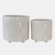 15848-03#S/2 6/8" Textured Planters, Shiny White