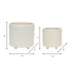 15848-03#S/2 6/8" Textured Planters, Shiny White