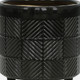 15848-04#S/2 6/8" Textured Planters, Shiny Black